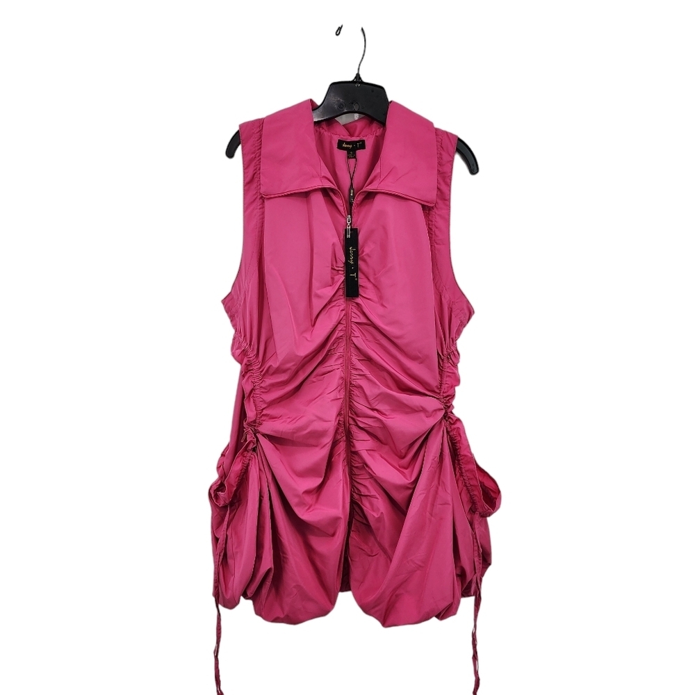 Jerry T. Women's Poly Ruched Full Zip Cut out Side Mini Dress- S